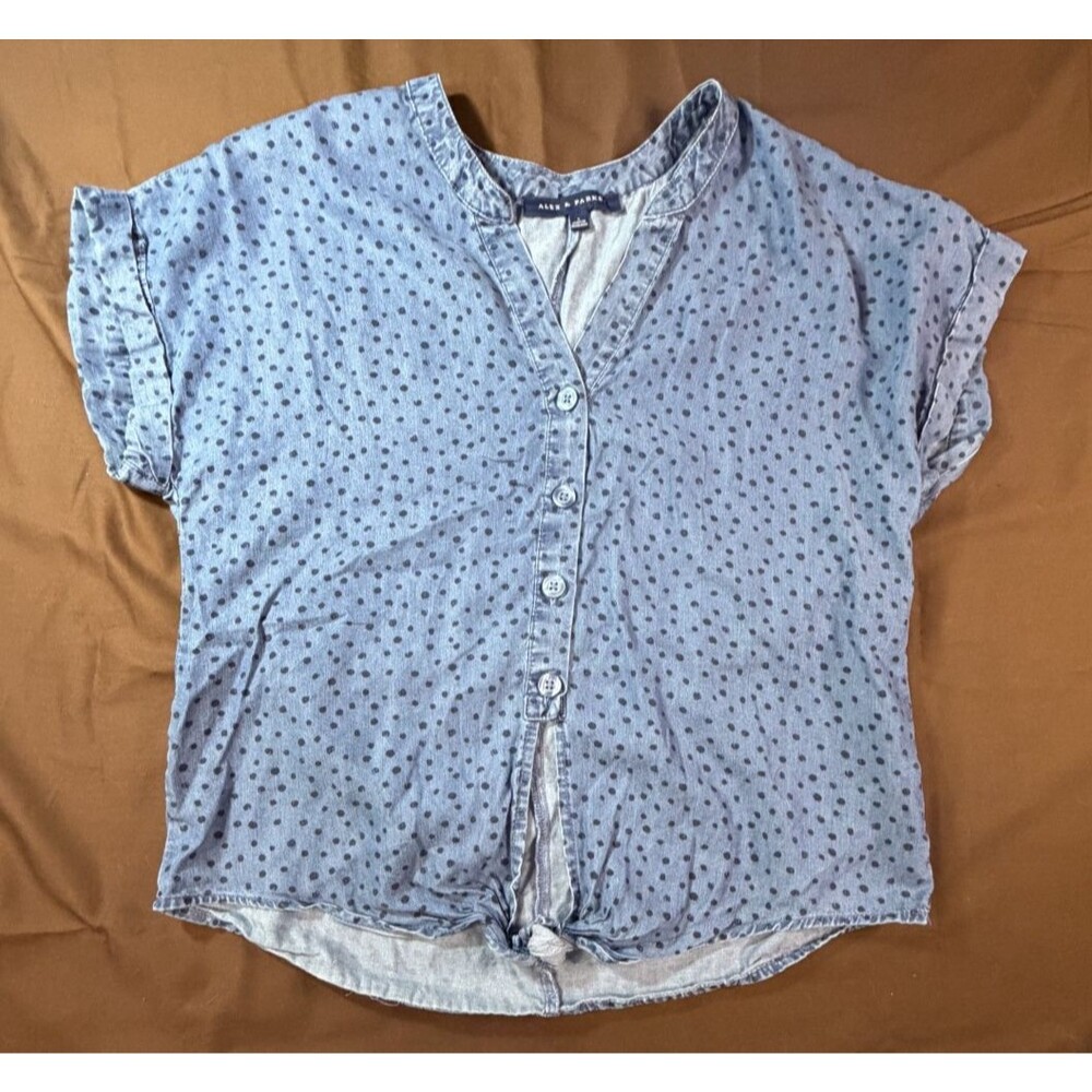 Alex & Parke Women’s Large Blue Polka Dot Tie Front Lightweight Shirt